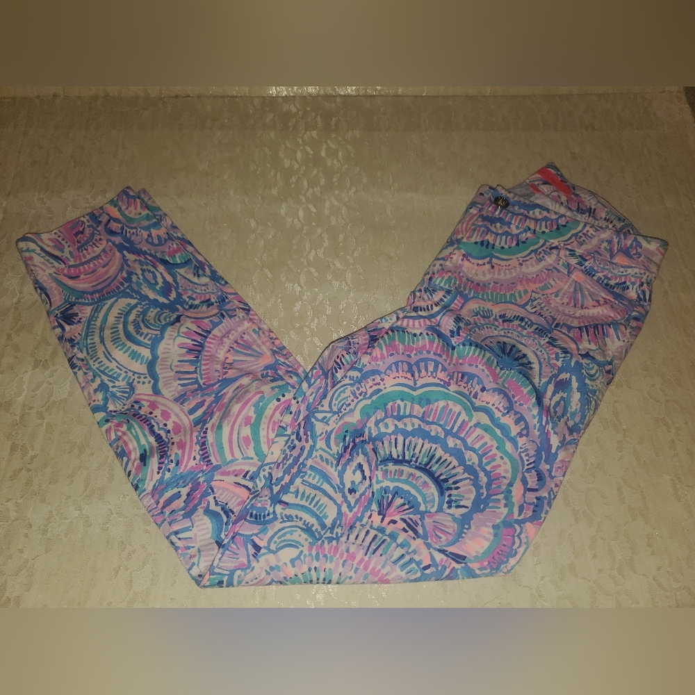 Lilly Pulitzer Kelly Skinny Ankle Pants Happy As A Clam Sz 0